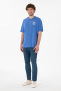 Men's Oversize Fit Crew Neck Indigo T-Shirt