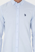 Men's Light Blue Long Sleeve Basic Shirt