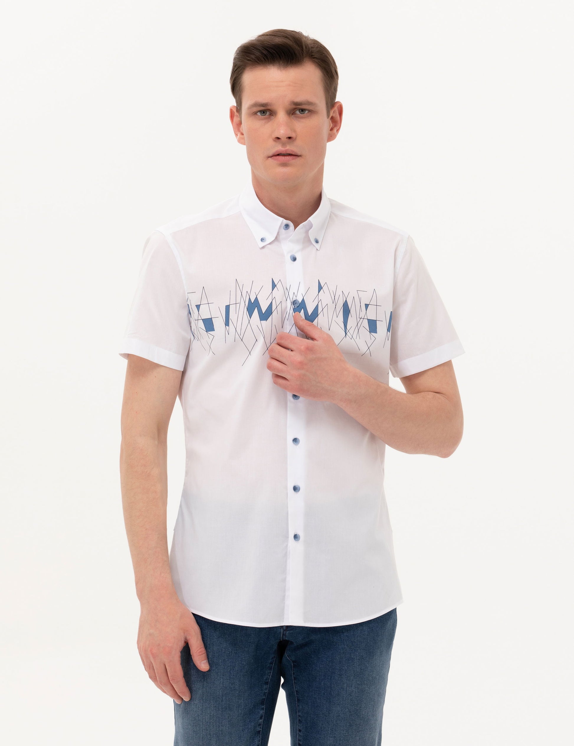 Navy Blue Ex. Slim Fit Short Sleeve Shirt
