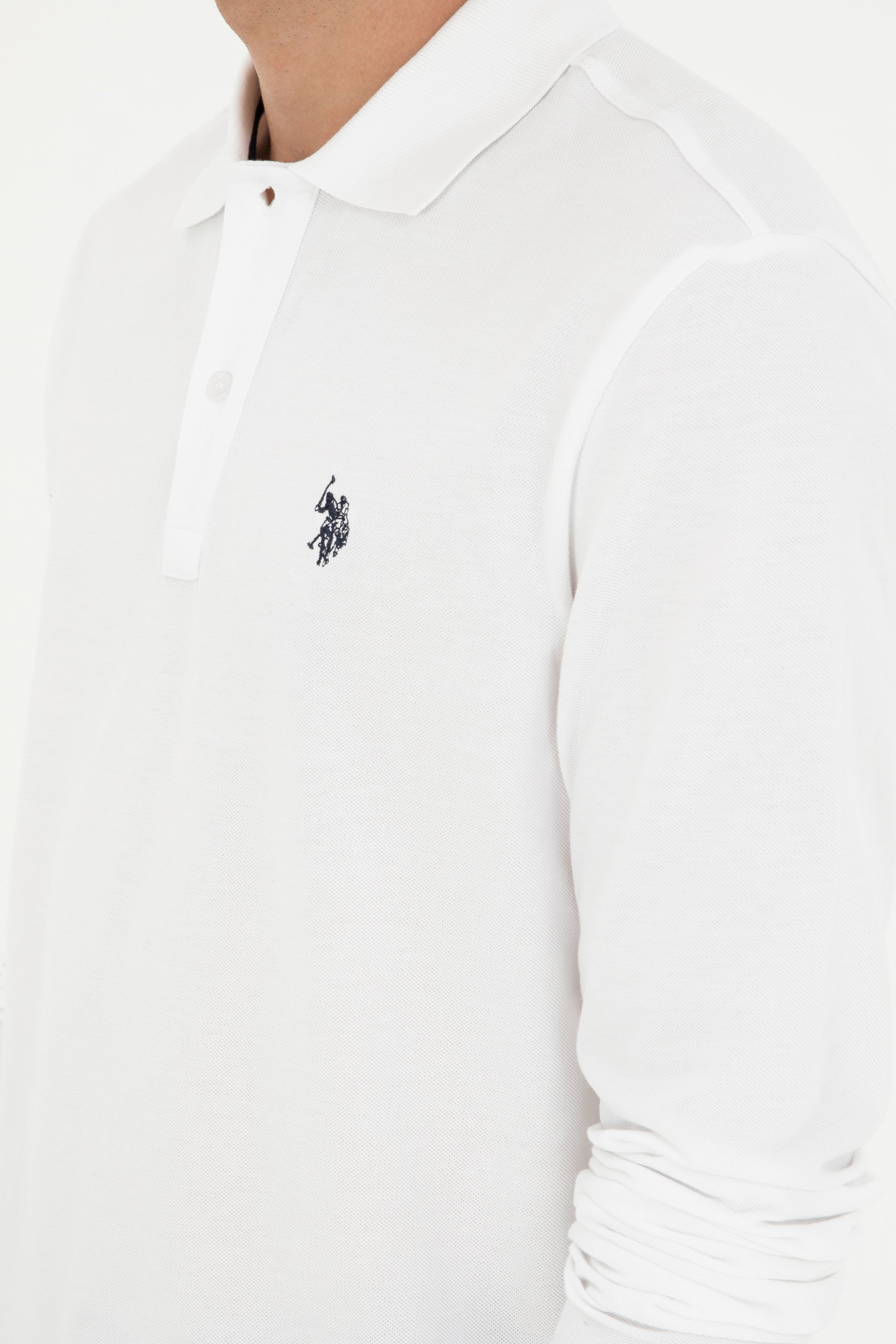 Men's Regular Fit Polo Neck White Basic Sweatshirt