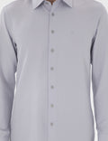 Grey Italian Collar Ruffle Long Sleeve Shirt