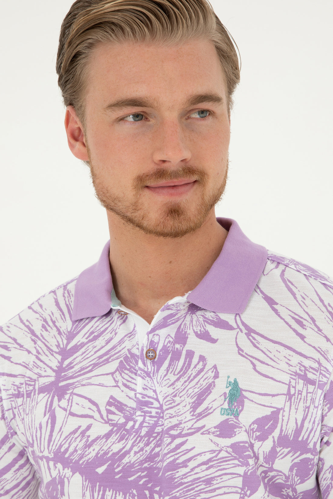 Men's Regular Fit Polo Neck Lilac T-Shirt