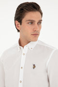 Men's White Long Sleeve Basic Shirt