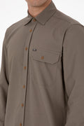 Men's Khaki Long Sleeve Shirt