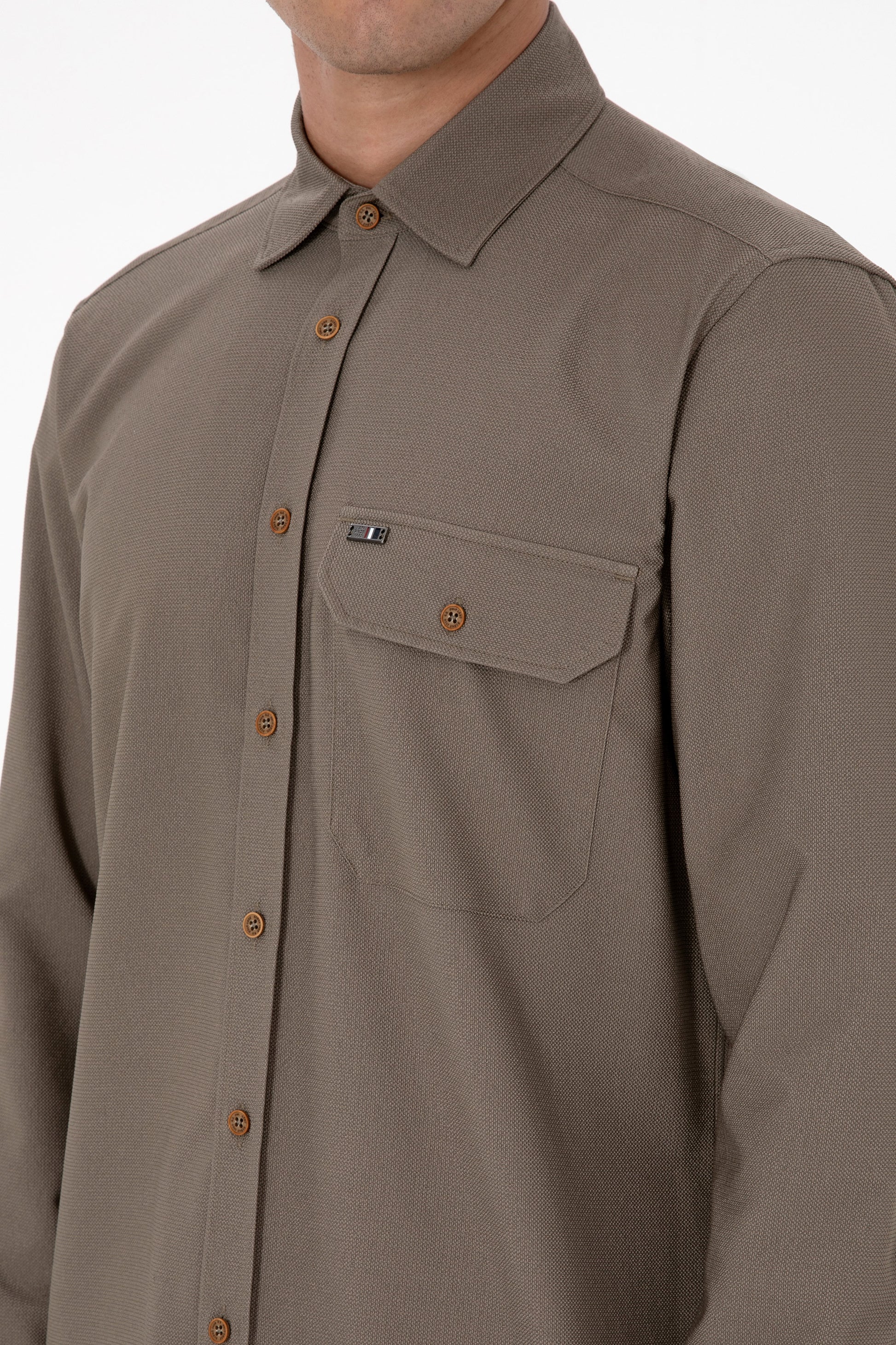 Men's Khaki Long Sleeve Shirt