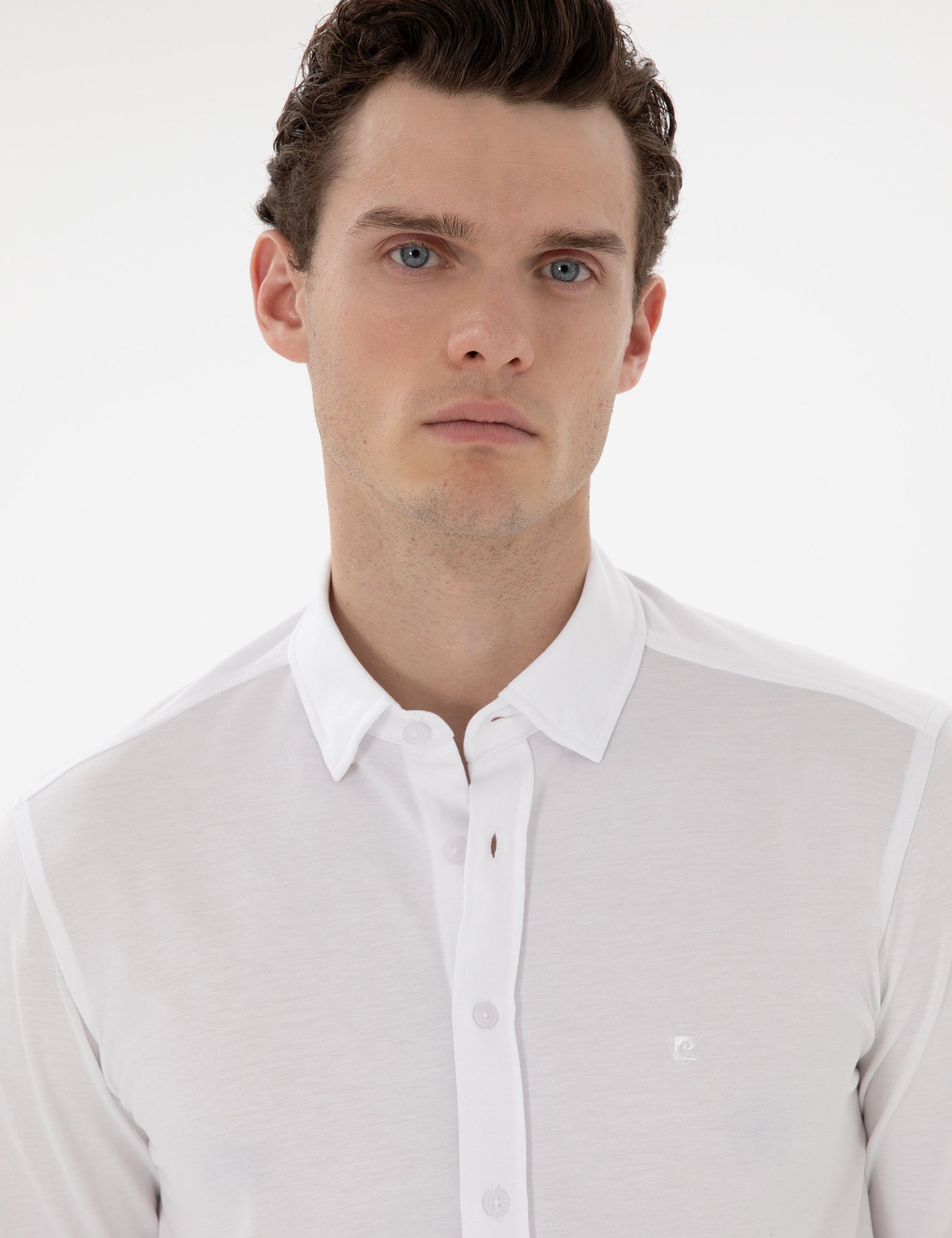 White Slim Fit Long Sleeve Shirt