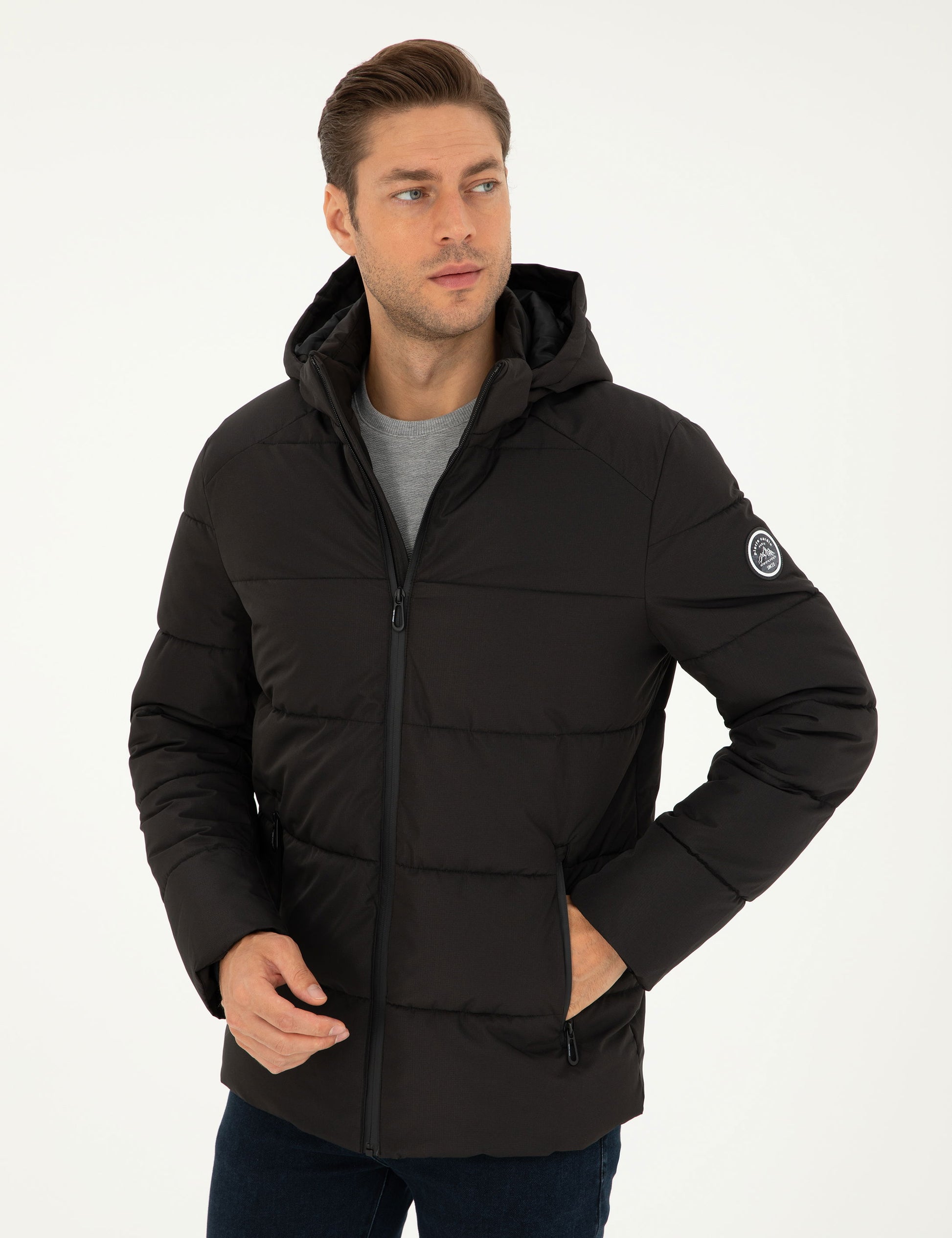 Black Hooded Inflatable Coat