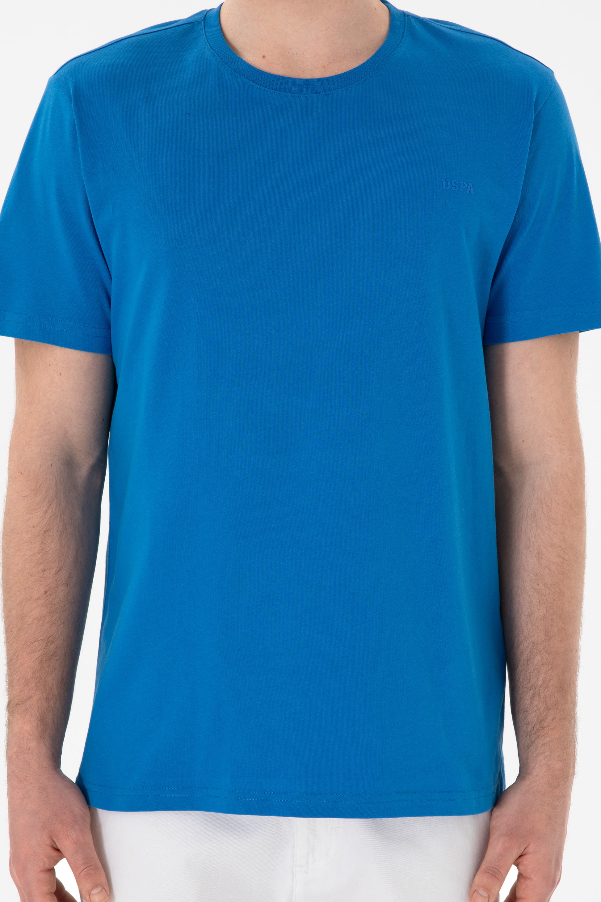 Men's Regular Fit Crew Neck Cobalt Blue Basic T-Shirt