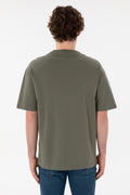 Men's Comfort Fit Crew Neck Khaki T-Shirt