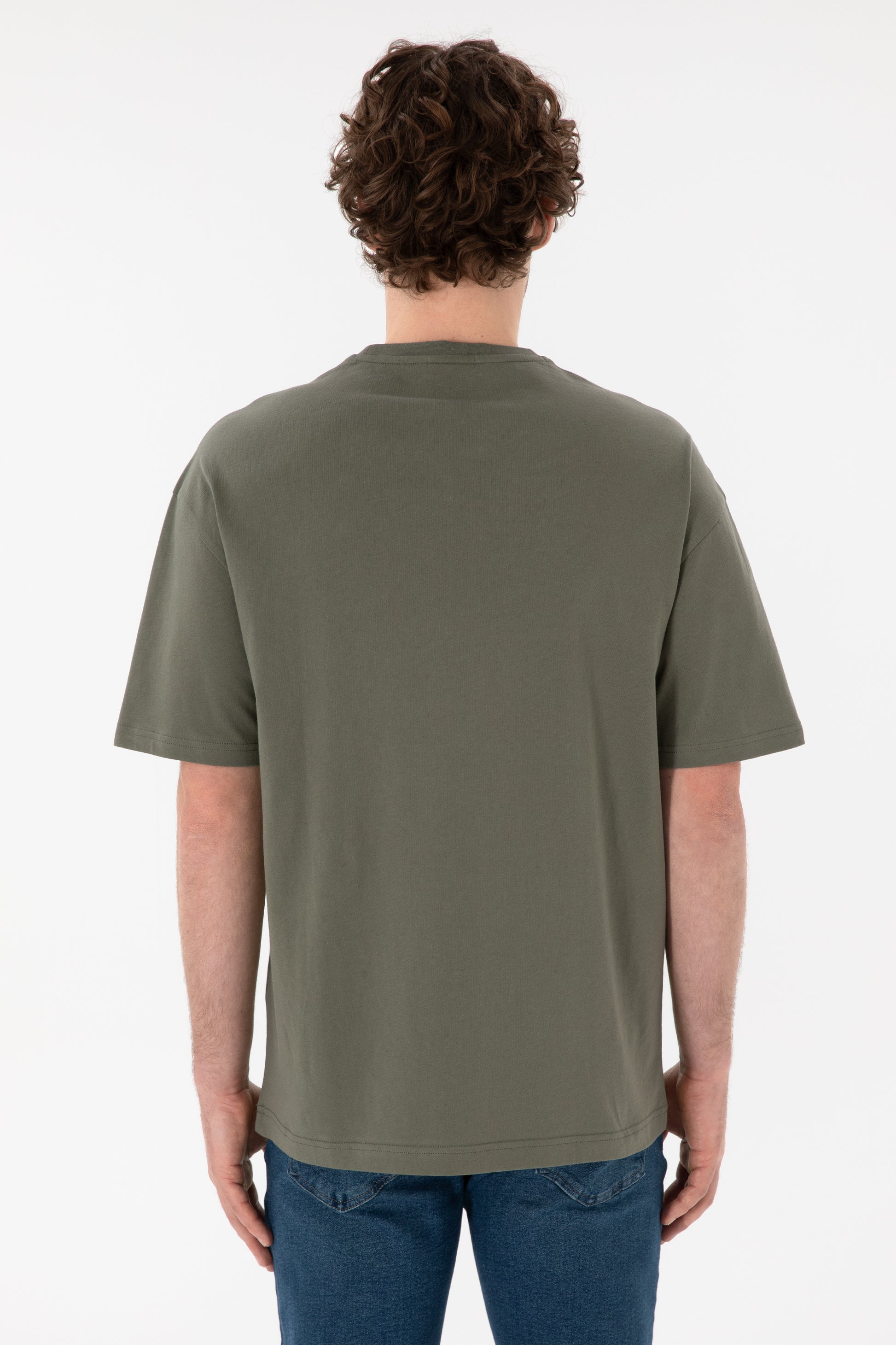 Men's Comfort Fit Crew Neck Khaki T-Shirt