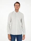 Khaki Striped Slim Fit Long Sleeve Shirt
