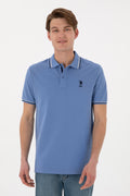 Men's Regular Fit Polo Neck Dark Blue Basic T-Shirt