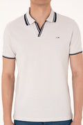 Men's Slim Fit Crazy Collar Light Grey T-Shirt