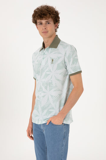 Men's Regular Fit Polo Neck Water Green T-shirt