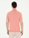 Red Slim Fit Buttoned Polo Neck Knitwear T-Shirt