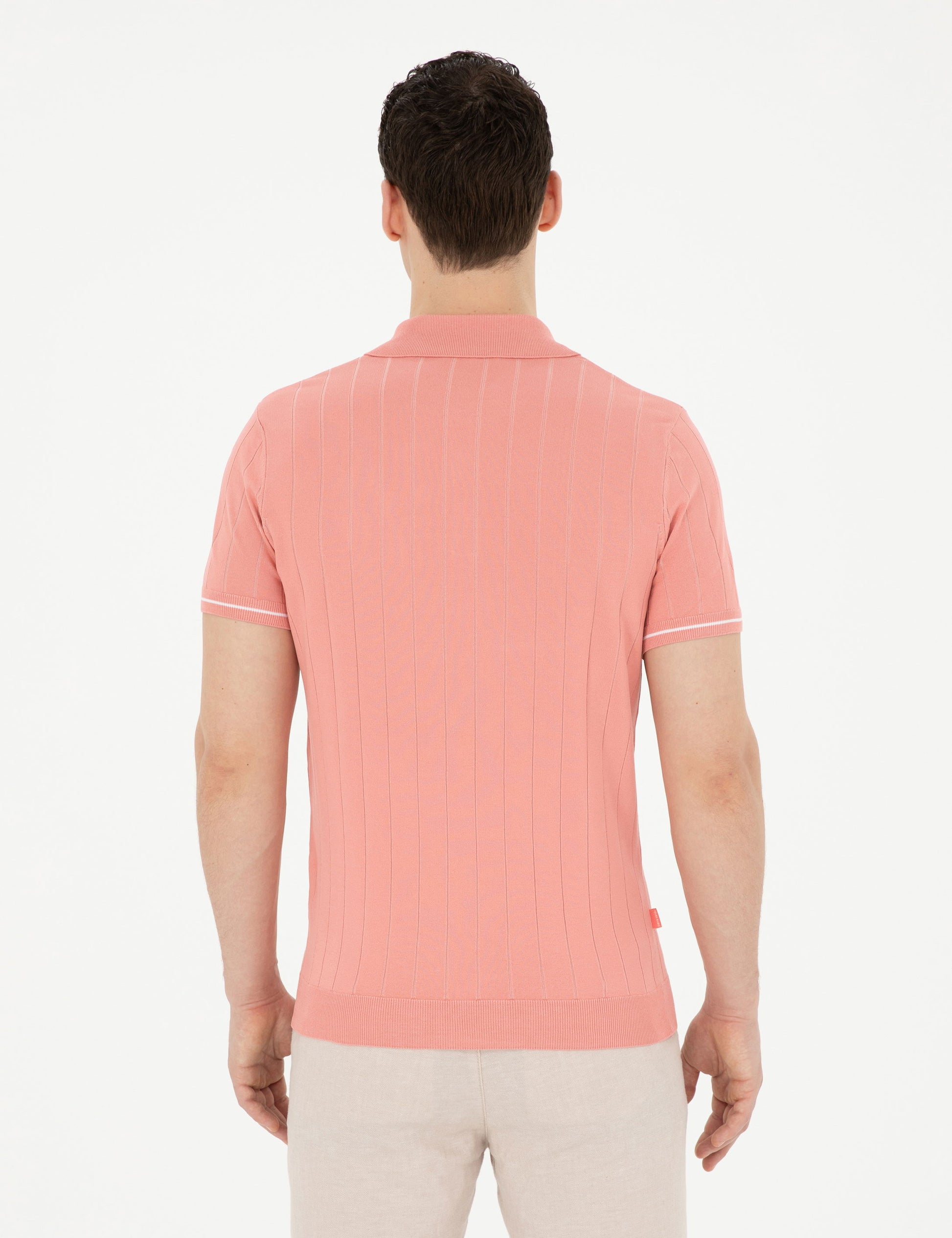Red Slim Fit Buttoned Polo Neck Knitwear T-Shirt