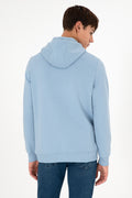 Men's Hooded Light Blue Basic Charcoal Sweatshirt