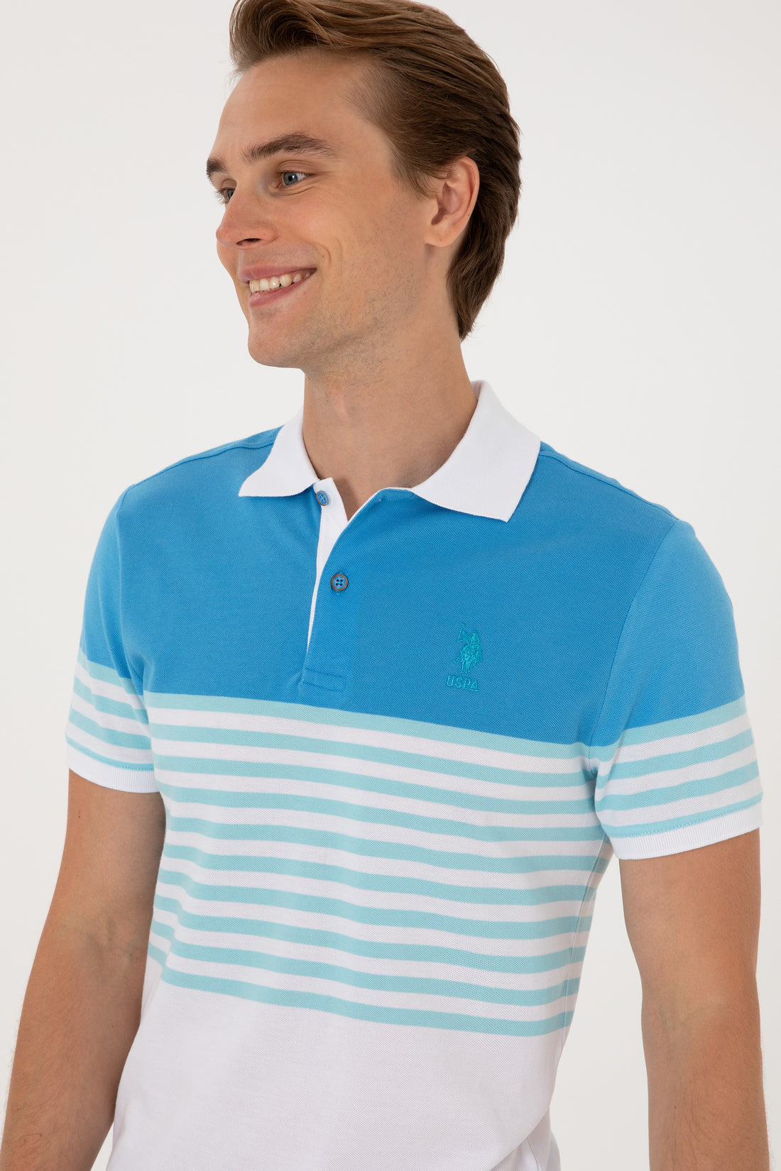 Men's Regular Fit Polo Neck Turquoise T-shirt