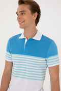 Men's Regular Fit Polo Neck Turquoise T-shirt