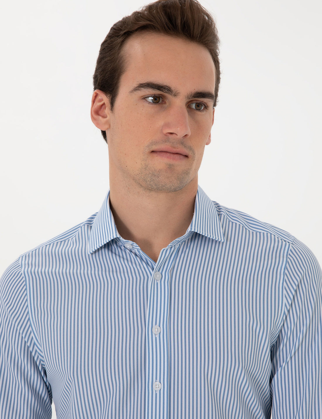 Blue Striped Ex. Slim Fit Long Sleeve Shirt