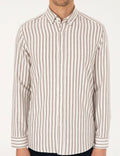 Brown Regular Fit Striped Long Sleeve Shirt