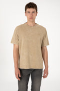 Men's Comfort Fit Crew Neck Khaki Wash T-Shirt