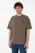 Men's Oversize Fit Crew Neck Mink T-Shirt