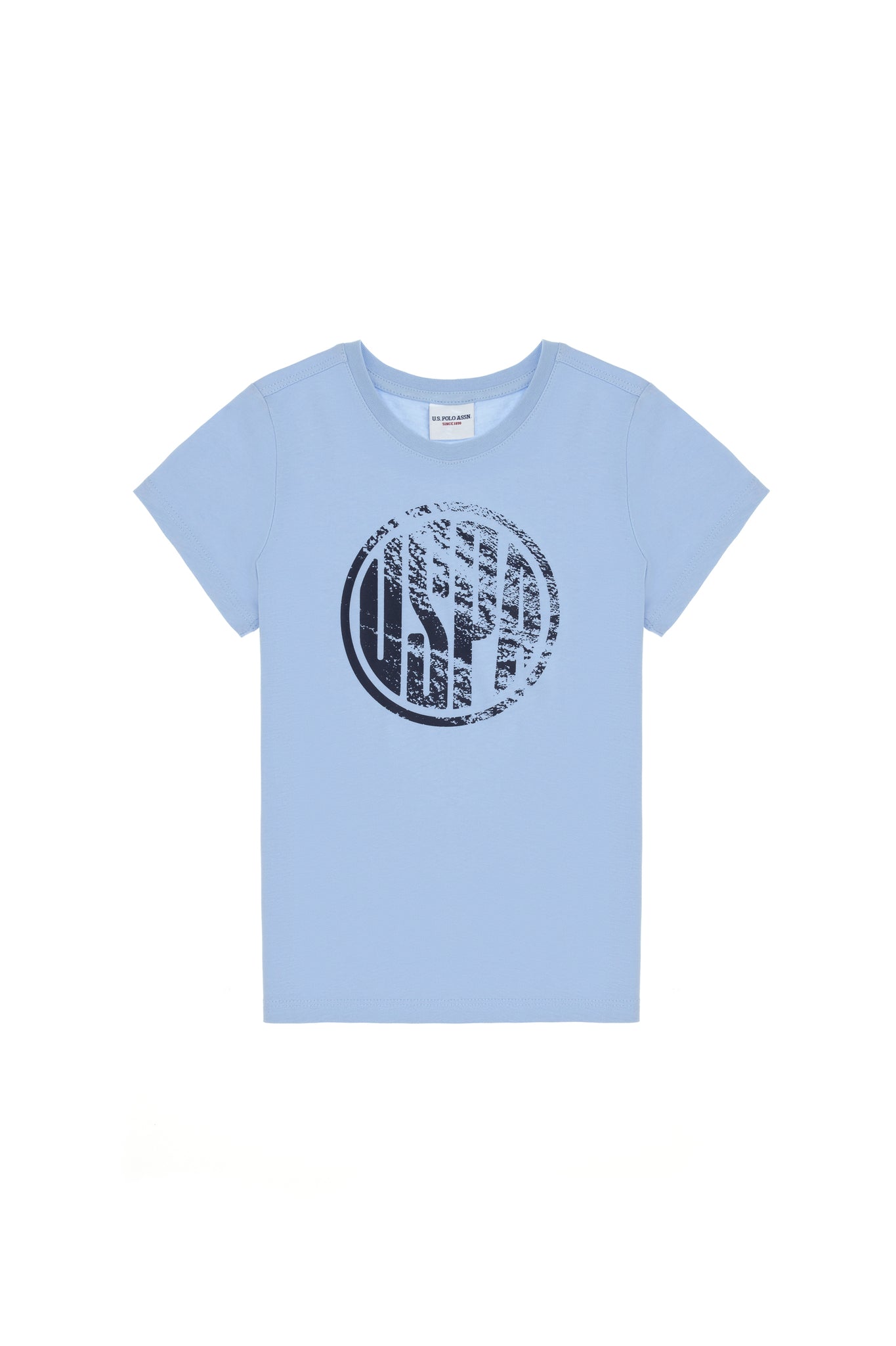 Boys' Light Blue Basic Crew Neck T-Shirt