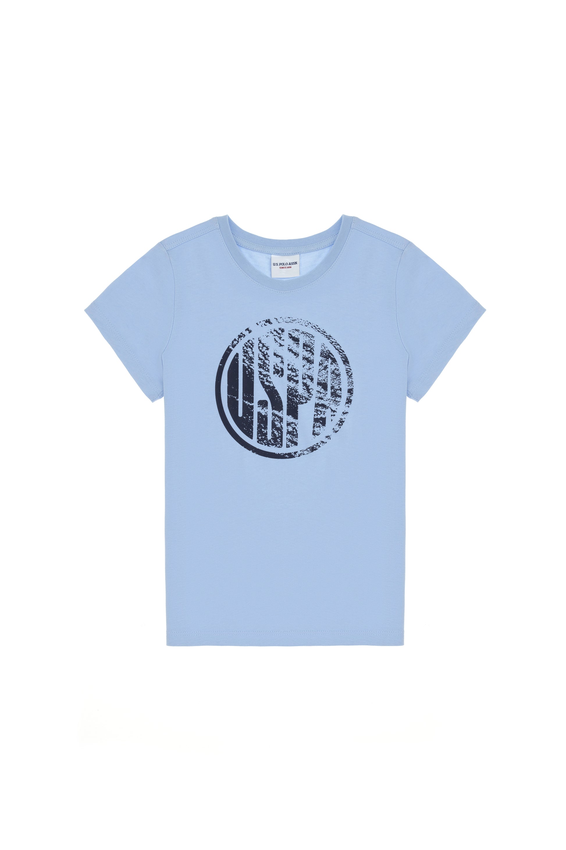 Boys' Light Blue Basic Crew Neck T-Shirt