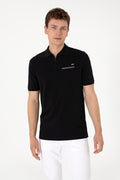 Men's Regular Fit Zipper Black T-Shirt