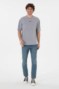 Men's Comfort Fit Crew Neck Grey Melange T-Shirt