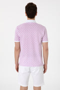 Men's Regular Fit Polo Neck Purple Patterned T-Shirt