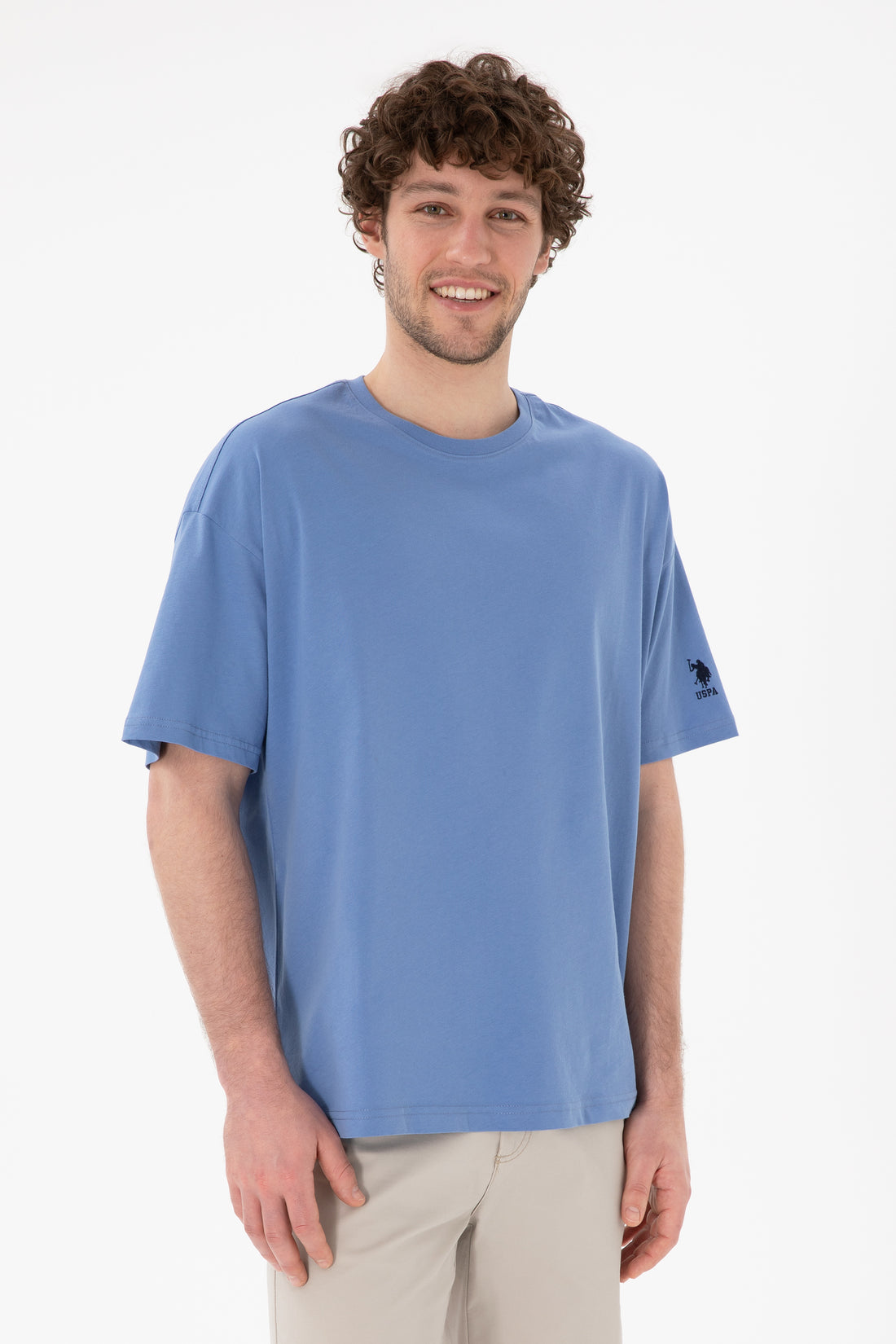 Men's Oversize Fit Crew Neck Dark Blue T-Shirt