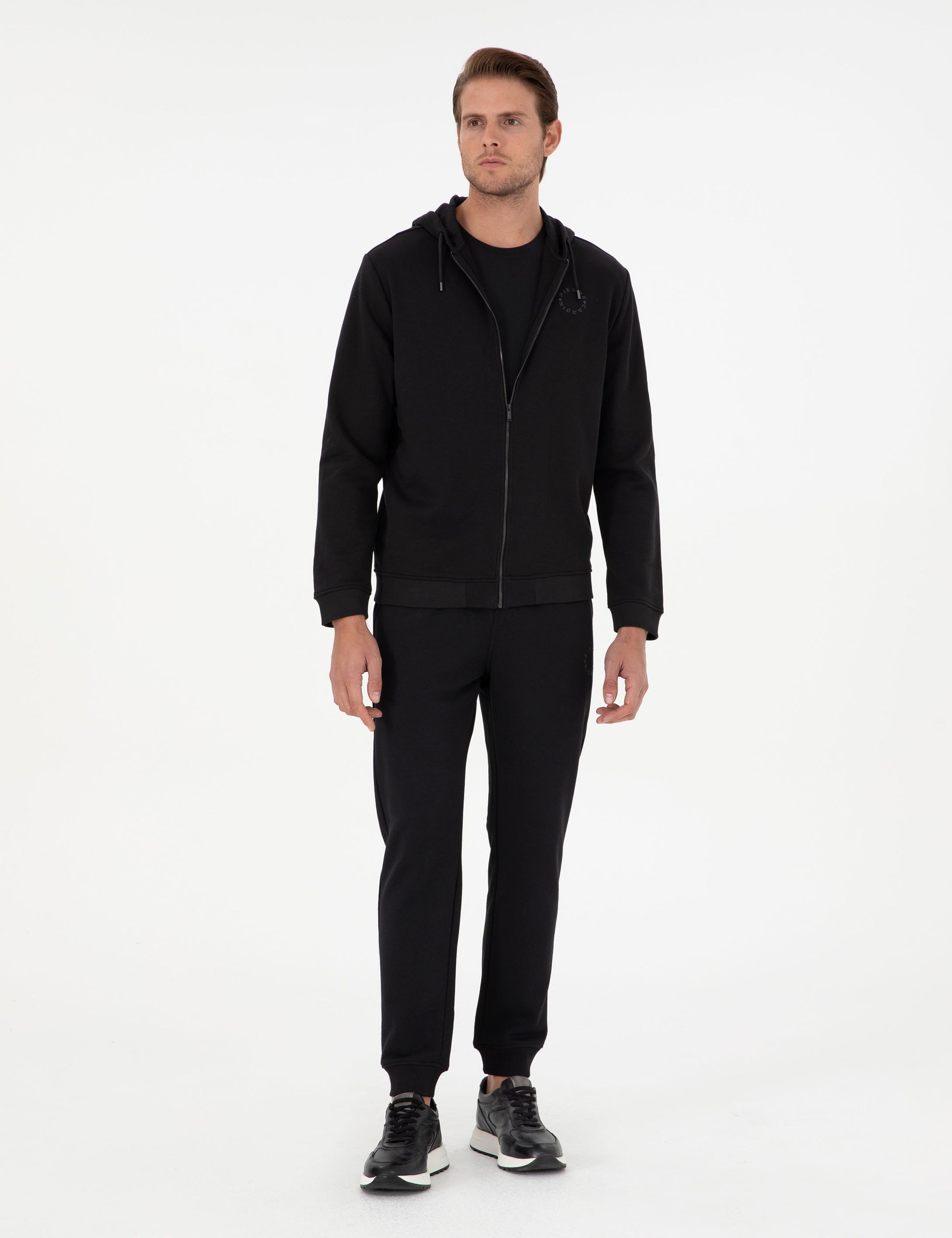 Black Slim Fit Leg Elastic Tracksuit