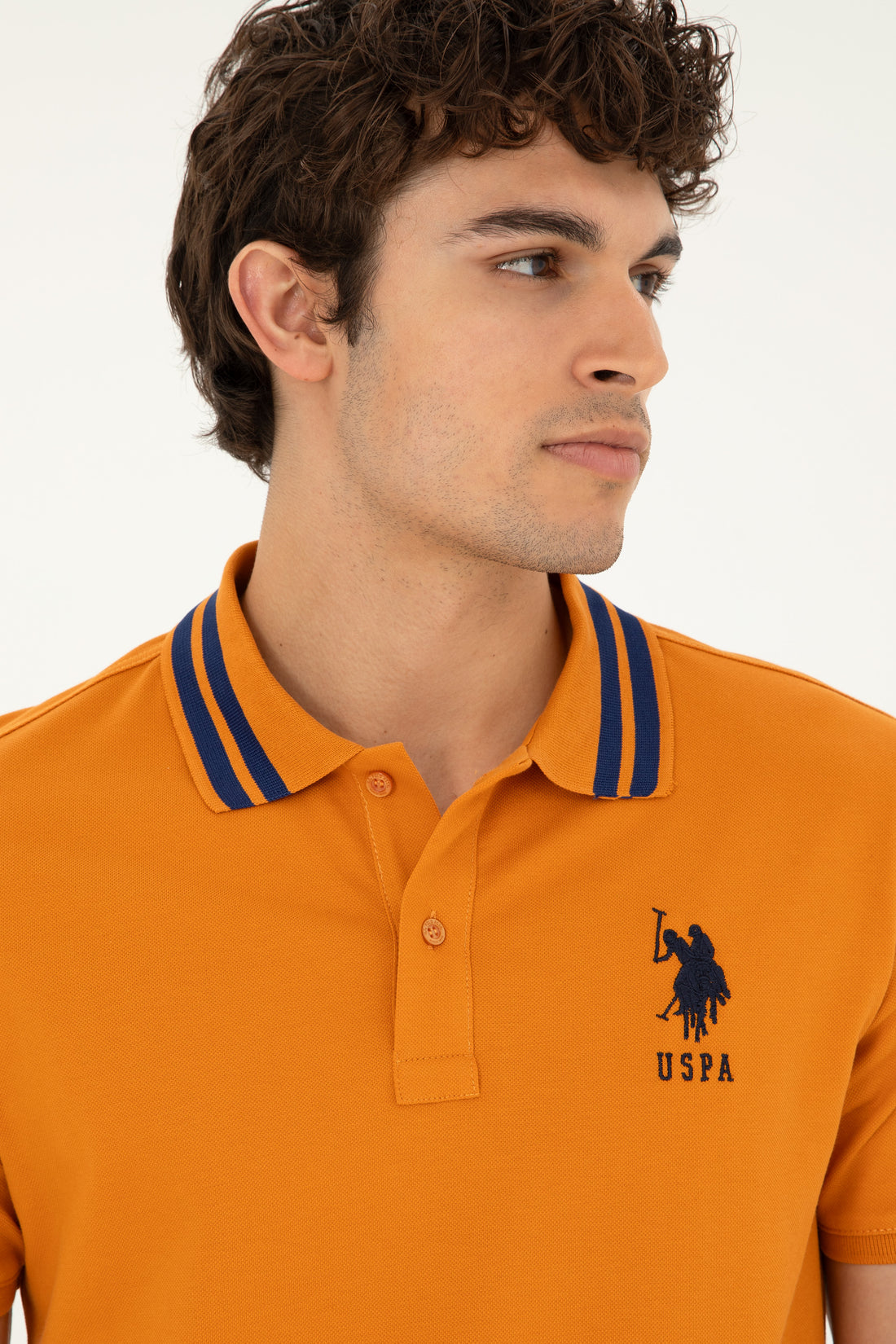 Men's Slim Fit Polo Neck Tile Basic T-Shirt