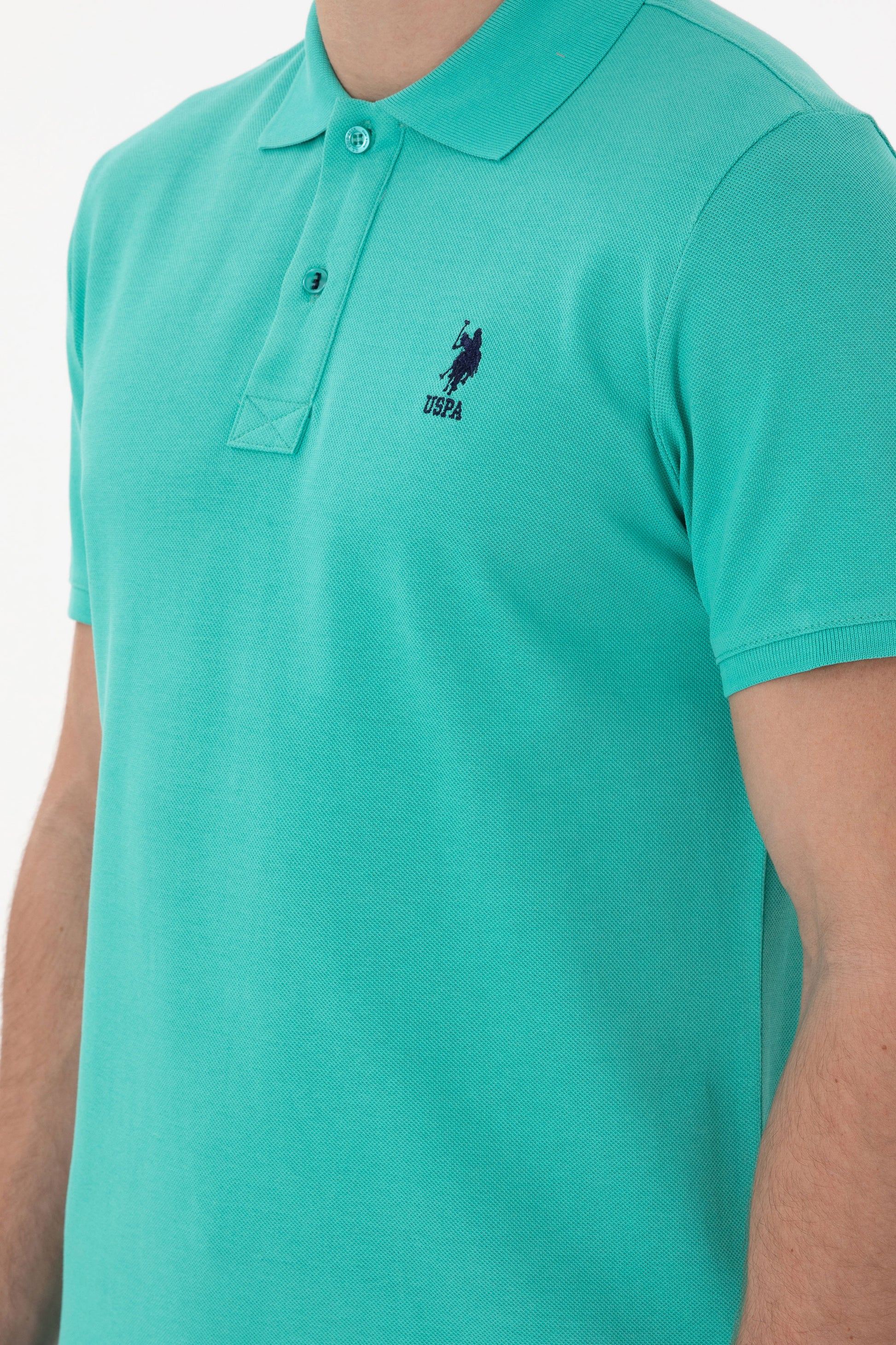 Men's Slim Fit Polo Neck Mint Basic T-Shirt