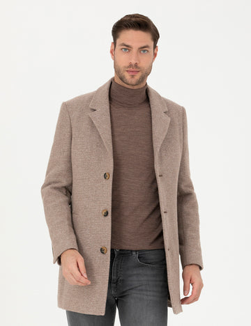 Brown Wool Blend Extra Slim Fit Cashmere Coat