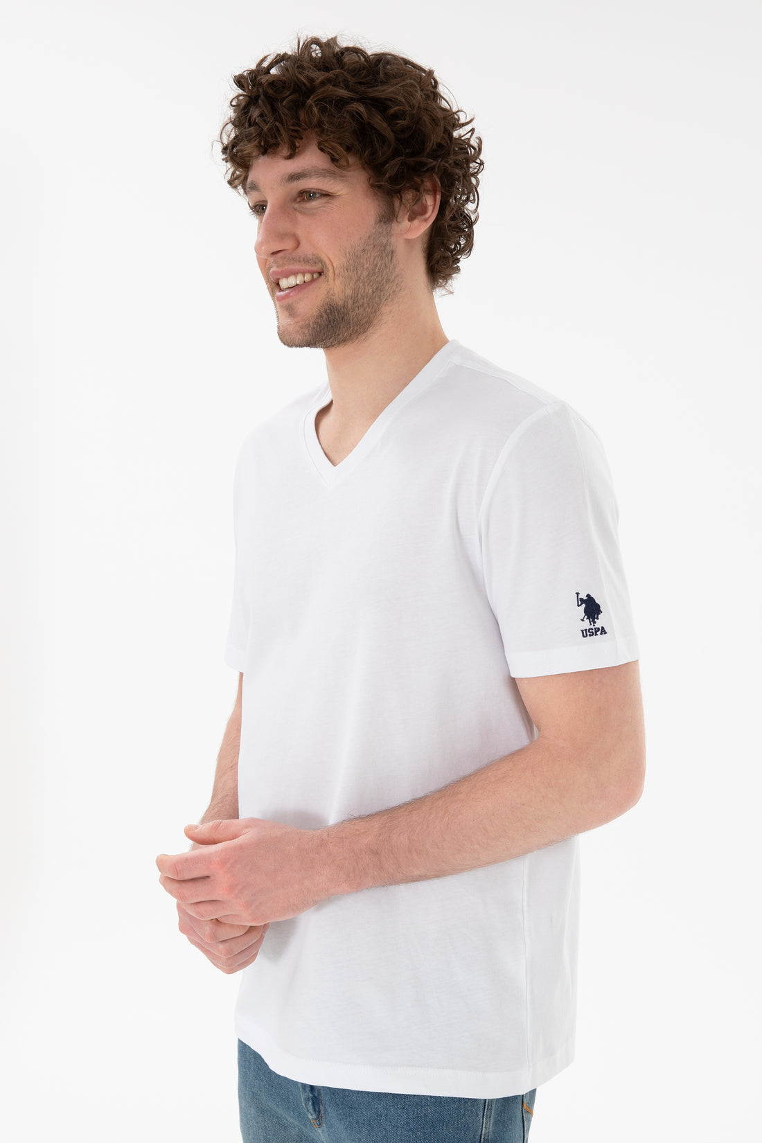 Men's Regular Fit V-Neck Anthracite Basic T-Shirt
