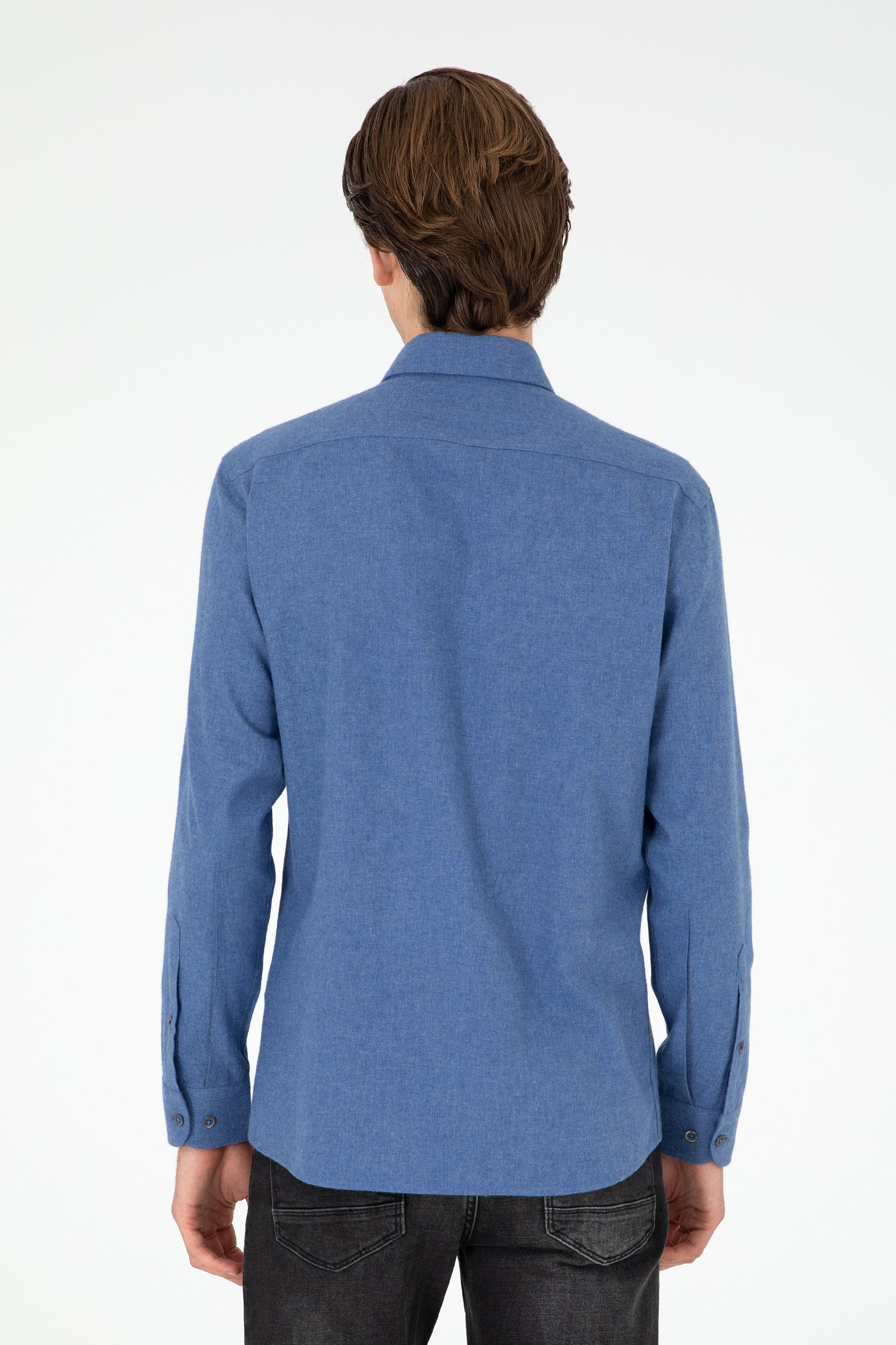 Men's Indigo Long Sleeve Basic Shirt