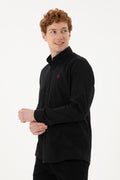 Men's Linen Look Black Basic Shirt