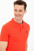 Men's Red Basic Polo Neck T-Shirt