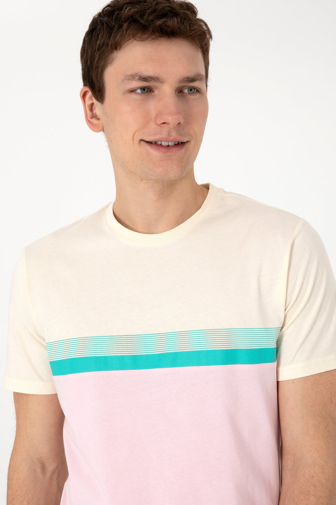 Men's Regular Fit Crew Neck Light Pink T-Shirt