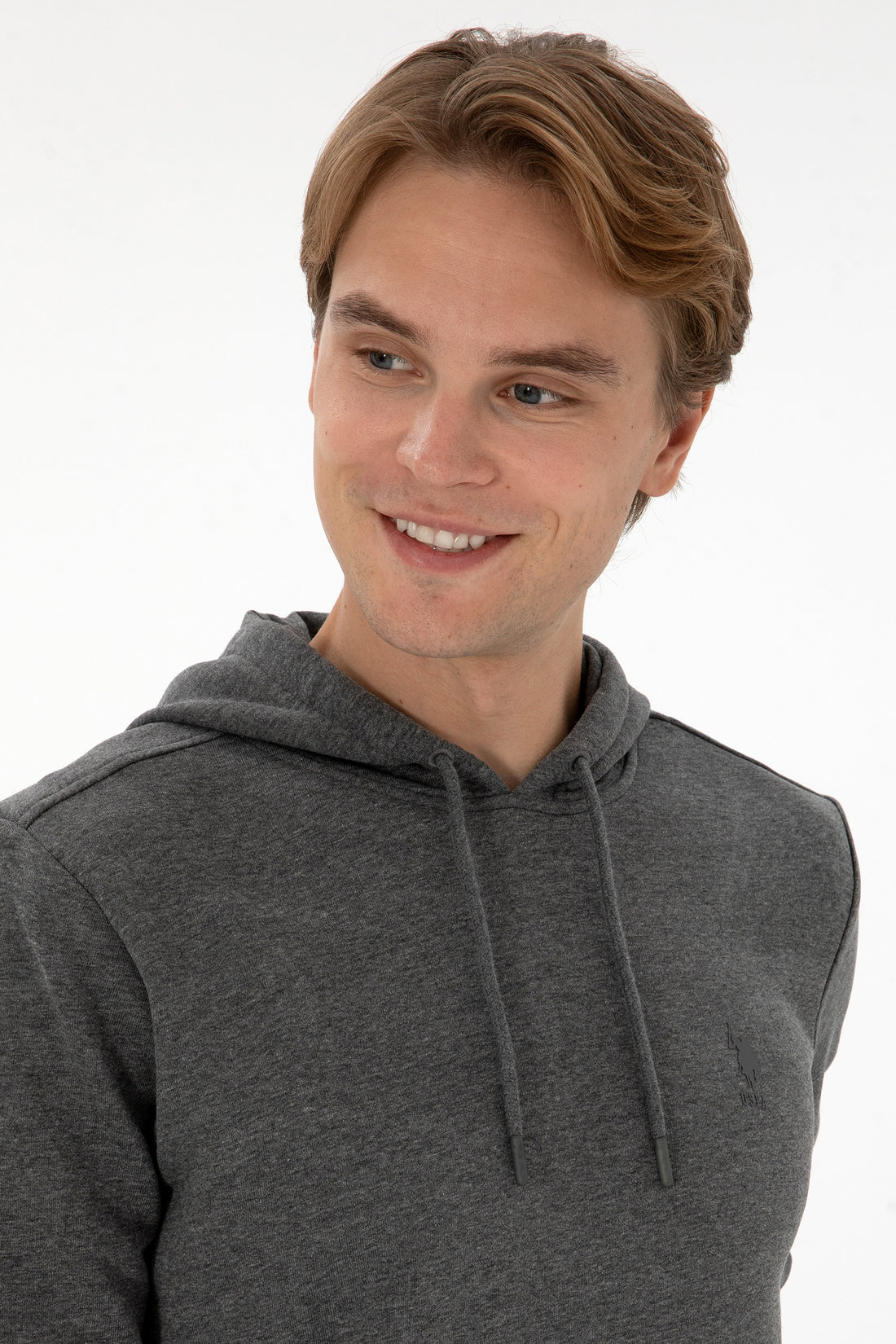 Erkek Regular Fit Kapişonlu Antrasit Melanj Basic Sweatshirt