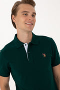 Men's Slim Fit Polo Neck Dark Green Basic T-Shirt