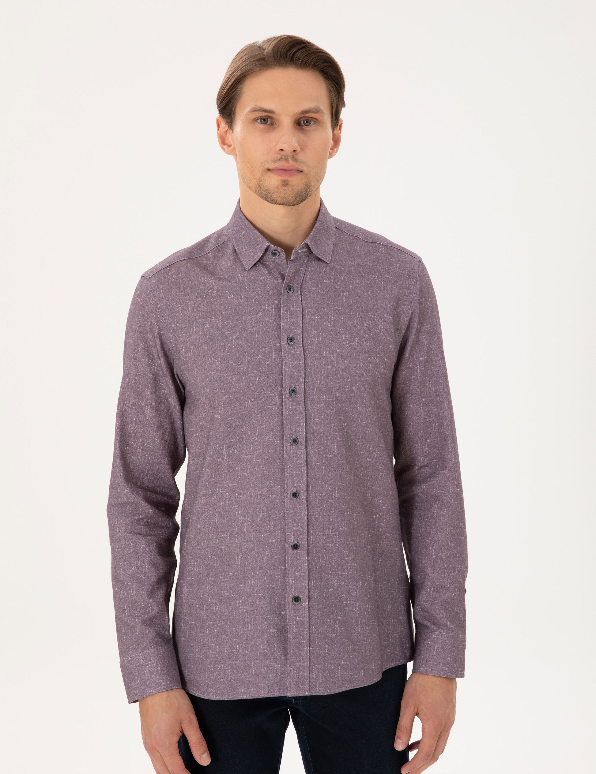 Purple Slim Fit Long Sleeve Shirt