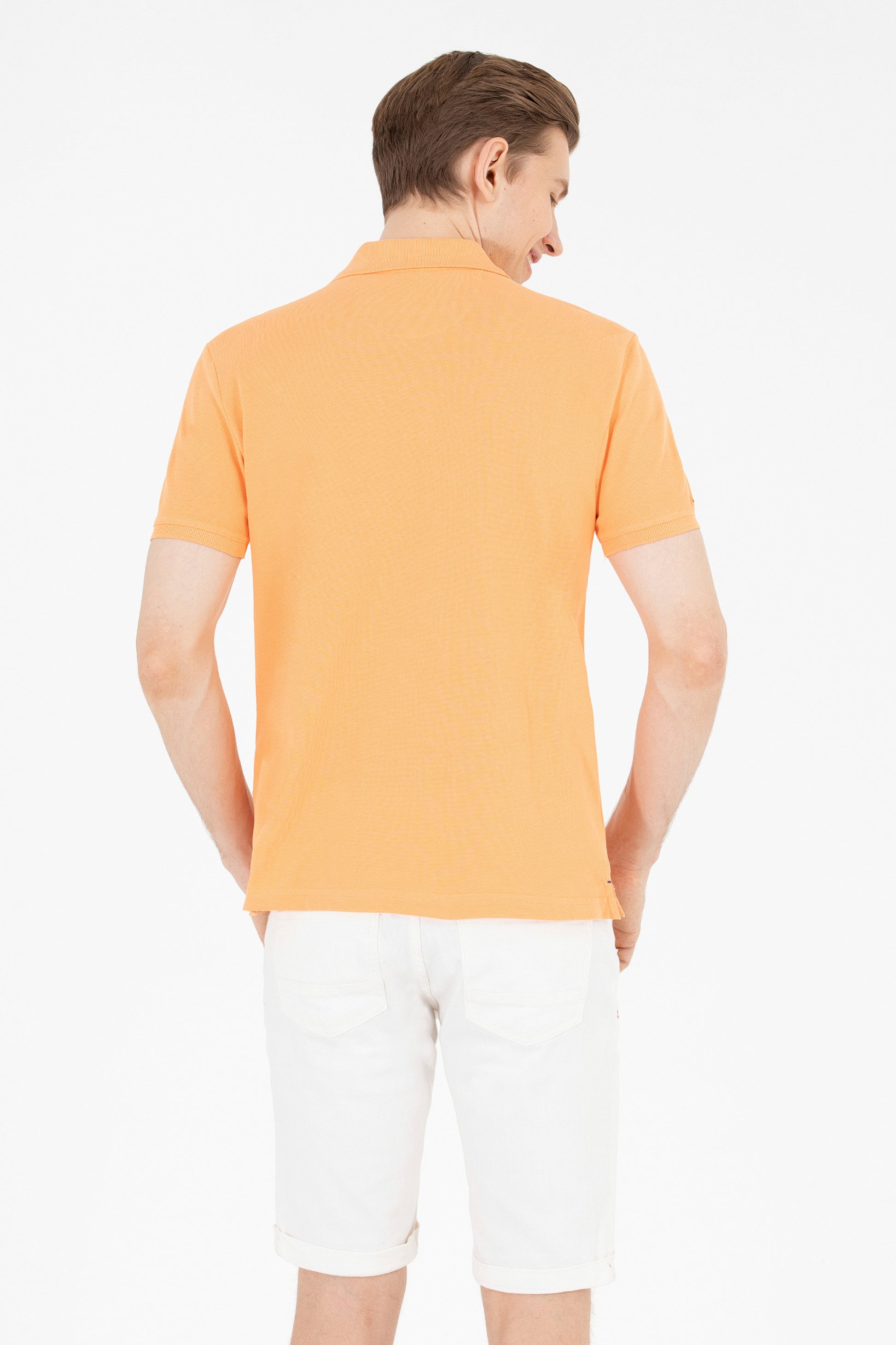 Men's Orange Basic Polo Neck T-Shirt