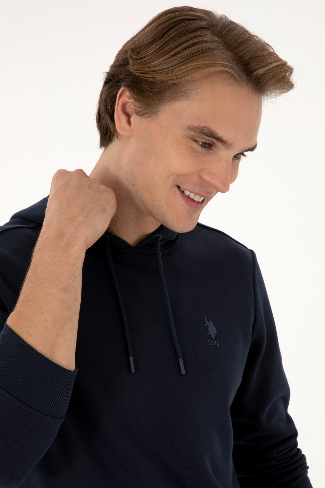 Erkek Regular Fit Kapişonlu Lacivert Basic Sweatshirt