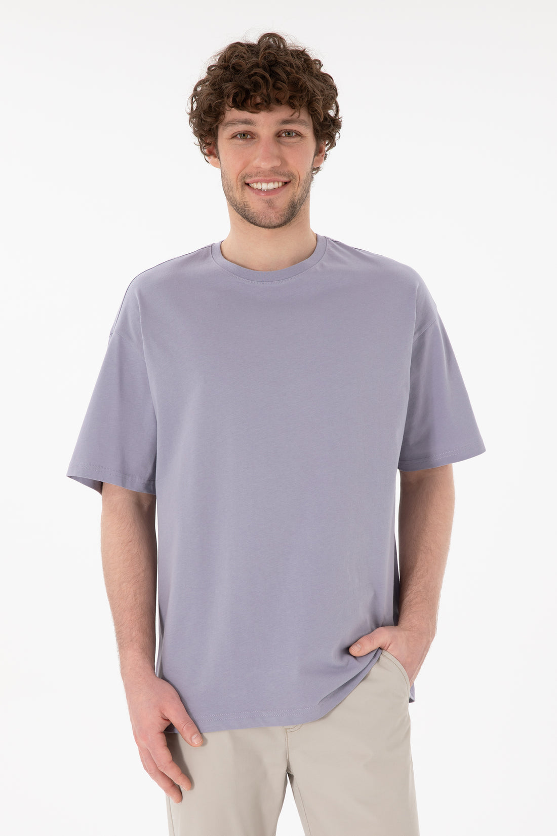Men's Oversize Fit Crew Neck Grey T-Shirt