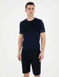 Navy Blue Slim Fit Crew Neck Sweater T-Shirt