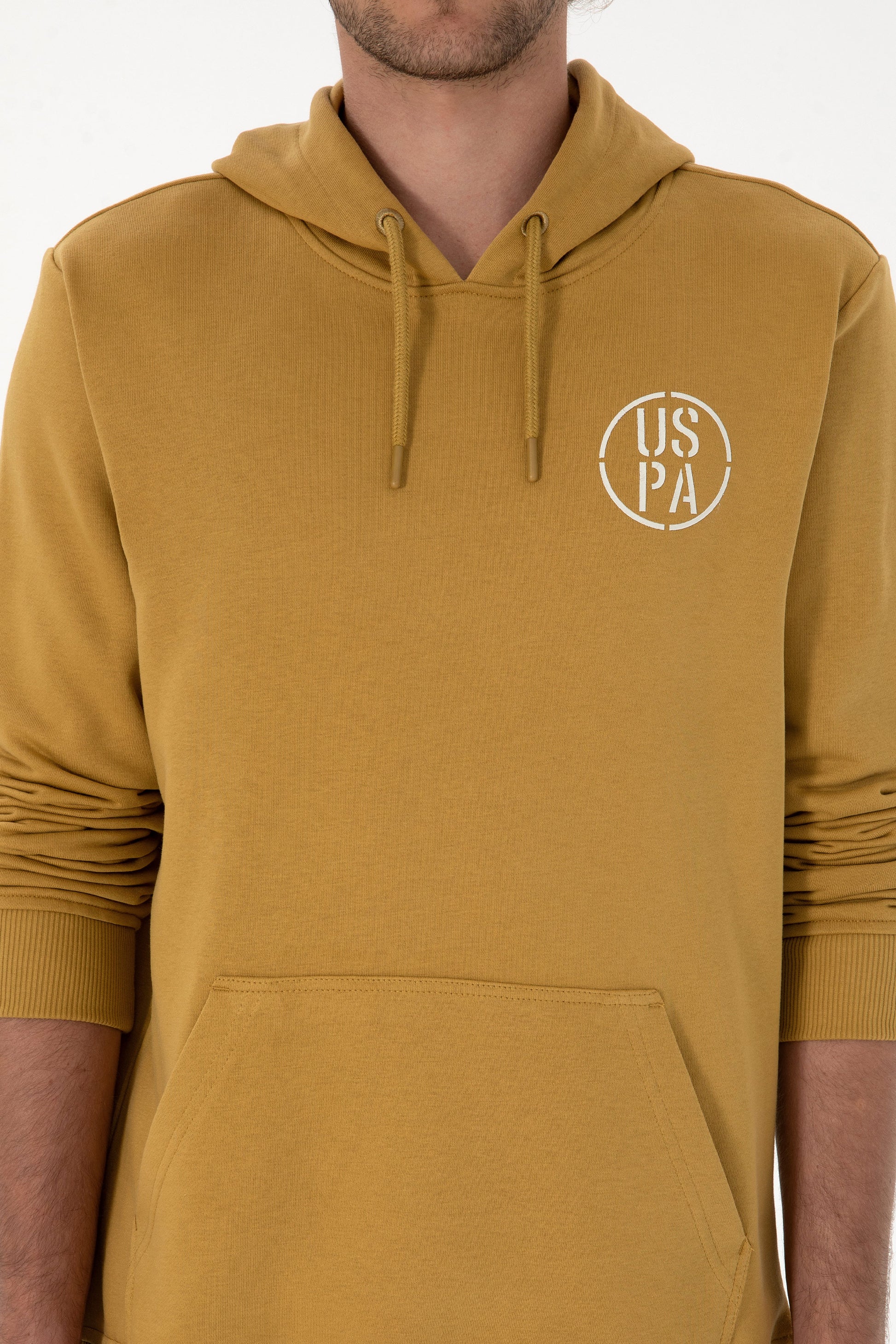 Erkek Regular Fit Kapişonlu Hardal Sweatshirt